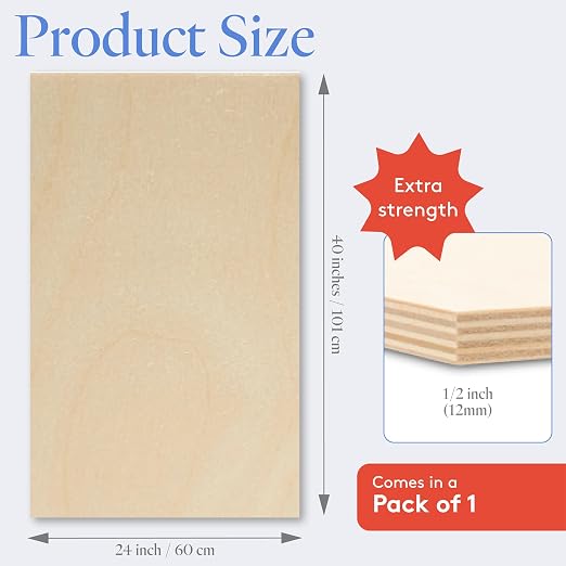 Baltic Birch Plywood 24 x 40 x 1/2 Inch - 12 mm Craft Wood