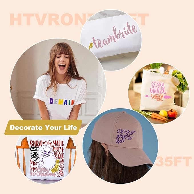 HTVRONT HTV Vinyl Rolls Heat Transfer Vinyl