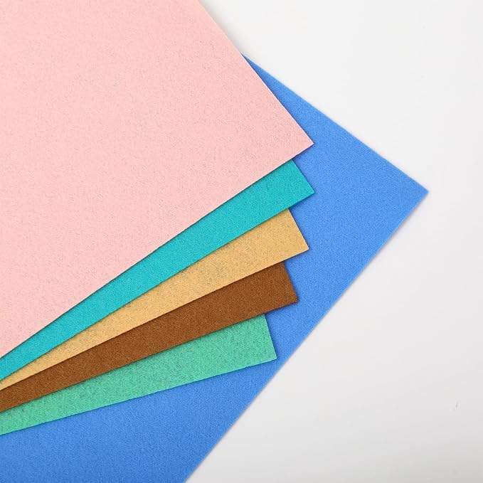 Whaline 18Pcs Boho Felt Fabric Sheets Soft Thick Assorted 6 Colors Craft Felt