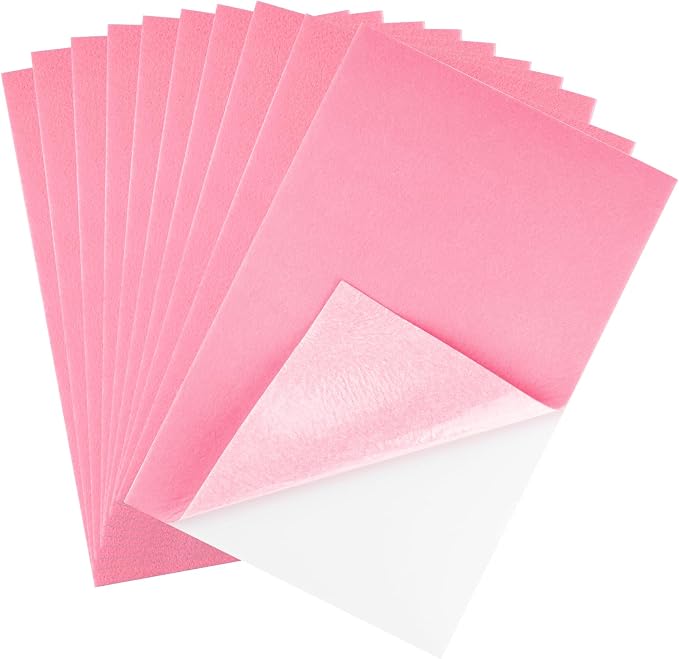 CHRORINE 10 Pcs Pink Felt Fabric Sheets Self Adhesive Felt Sheets 8 x 12 Inches