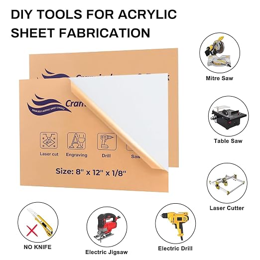 White Acrylic Sheet 8 x 12 x1/8 Inch Thick, Frosted Plexiglass Sheet | Acrylic