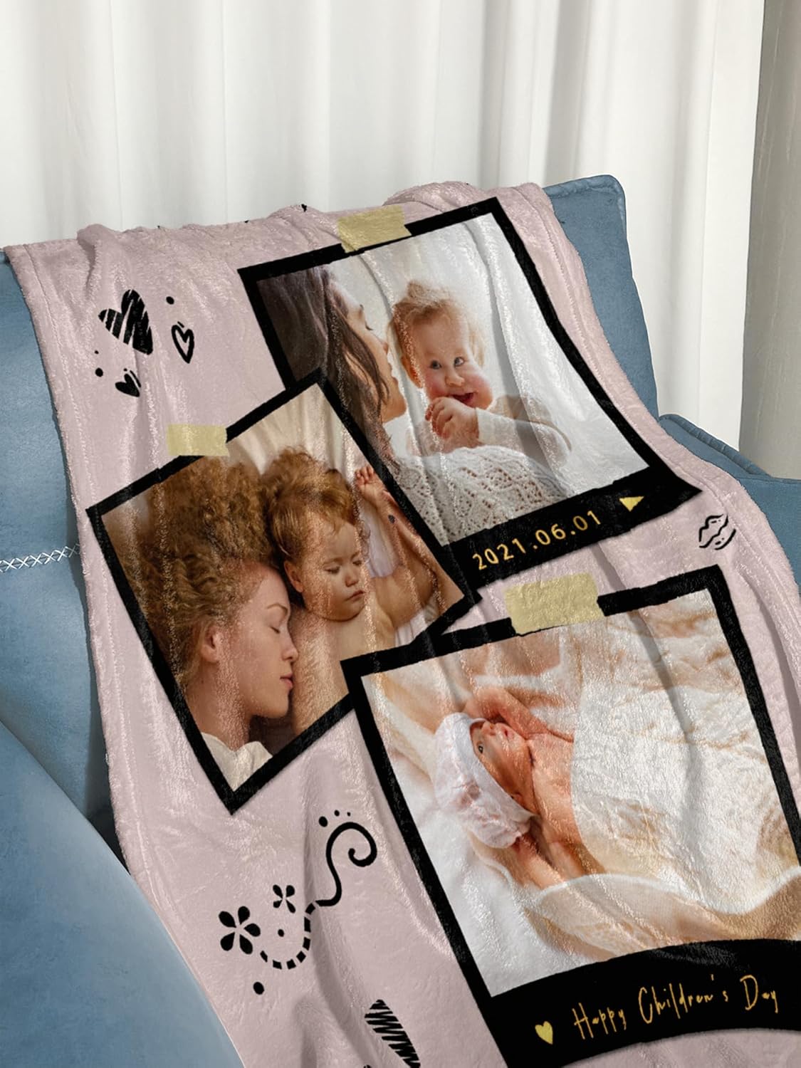 Personalized Mother's Day Blanket Gifts for Mom Custom Flannel Blankets with Photos Pictures Text， Customized Mothers Day Birthday Gift for Mom Grandma Wife