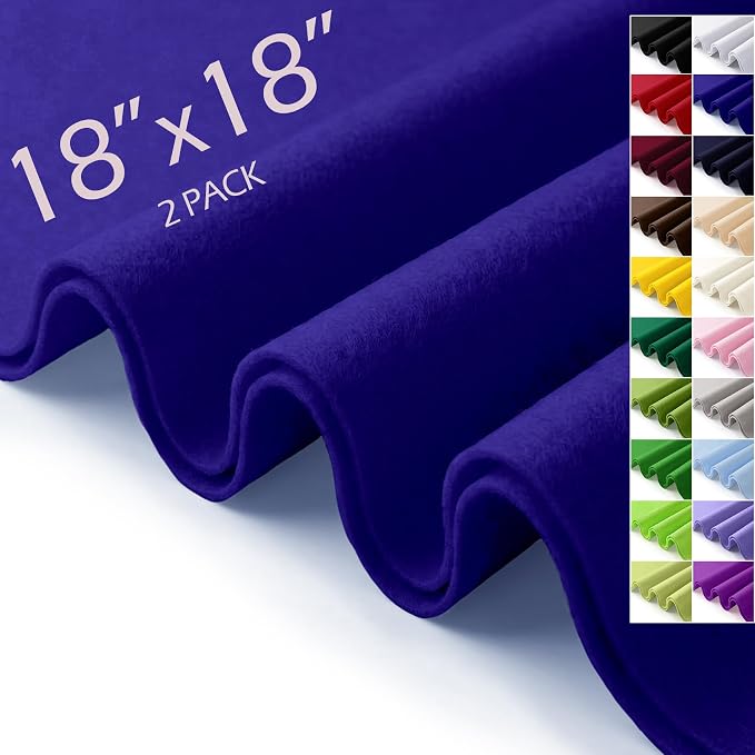 Felt Fabric Sheets 18" x 18" 1.6mm Soft Craft Felt, Royal Blue | Soft Precut