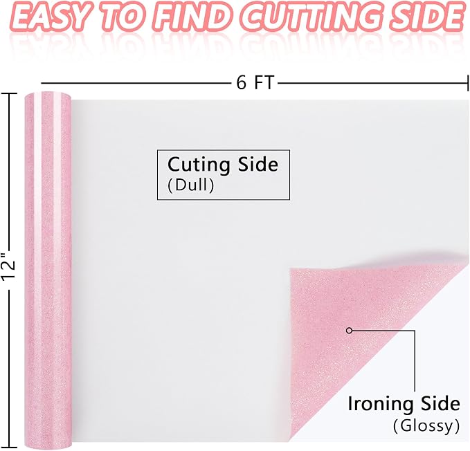 TORC Pink Glitter HTV Pink Heat Transfer Vinyl HTV Rolls