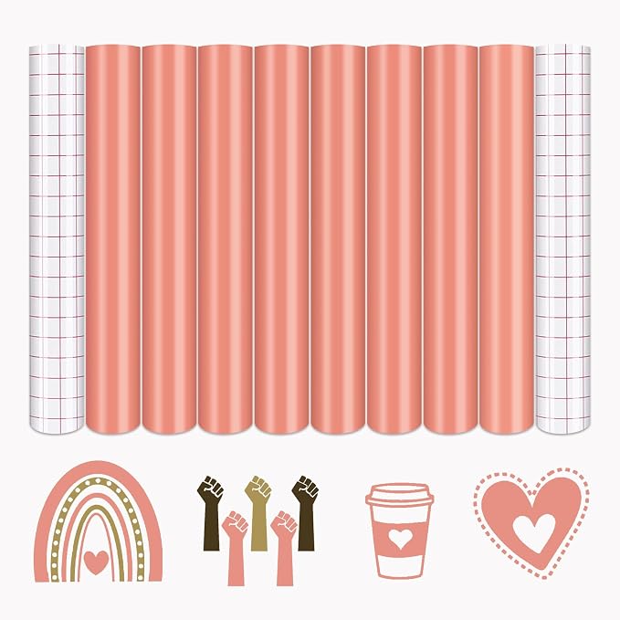 Tintnut Skin Tone Permanent Vinyl 8 Sheets 12x10in Coral Pink Adhesive Viny |