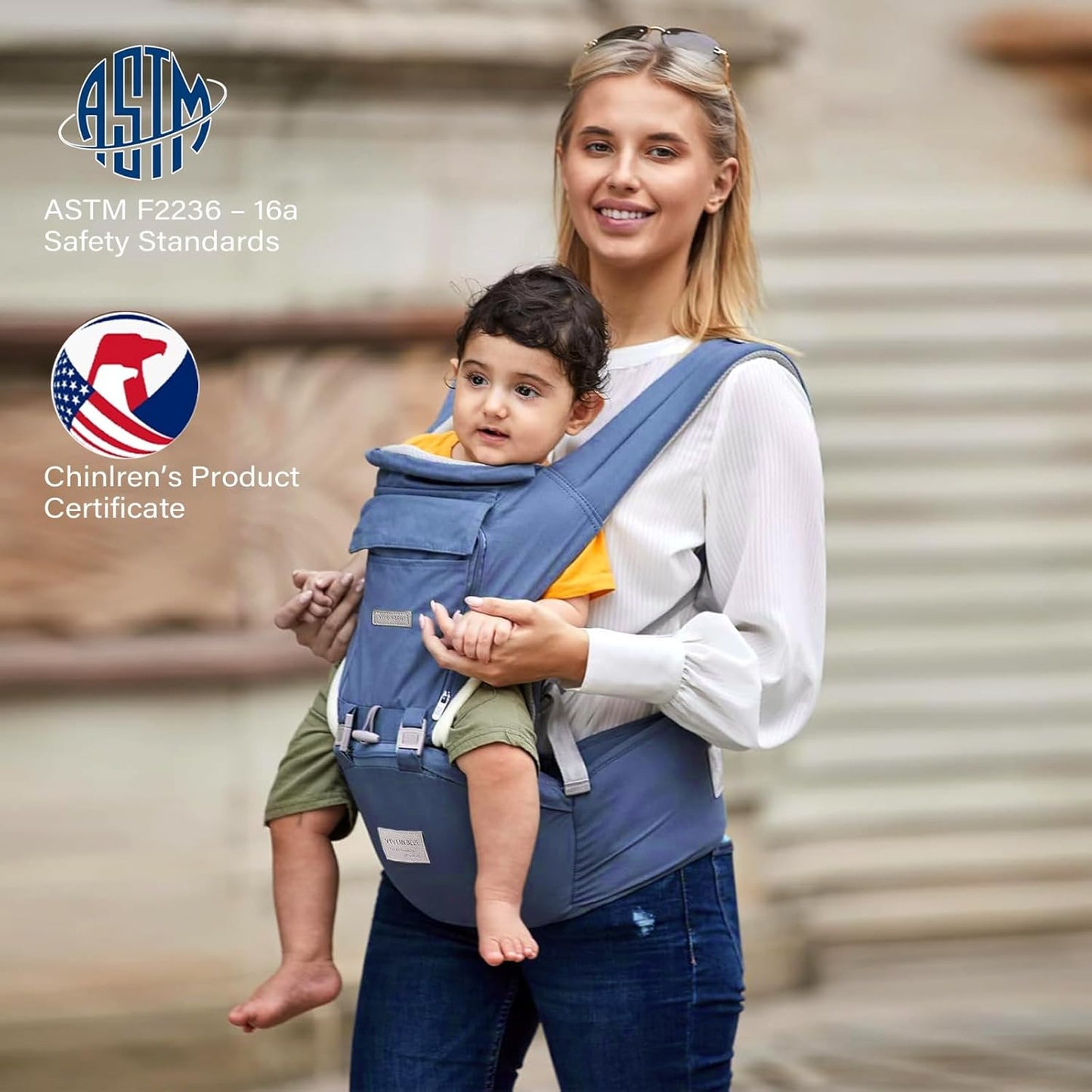Baby Carrier Newborn to Toddler Baby Carriers with Seat Infant Baby Holder Backpack Baby Carriers Front and Back for Carrying and Hiking (Blue-Grey)