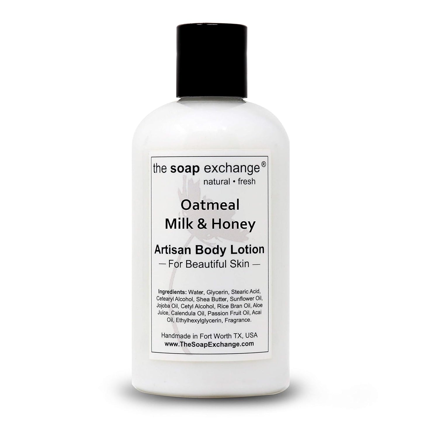 The Soap Exchange Body Lotion - Oatmeal, Milk & Honey Scent - Hand Crafted 8 fl oz / 240 ml Natural Artisan Skin Care for Hand, Face, & Body, Moisturize, Hydrate, & Protect. Made in the USA.