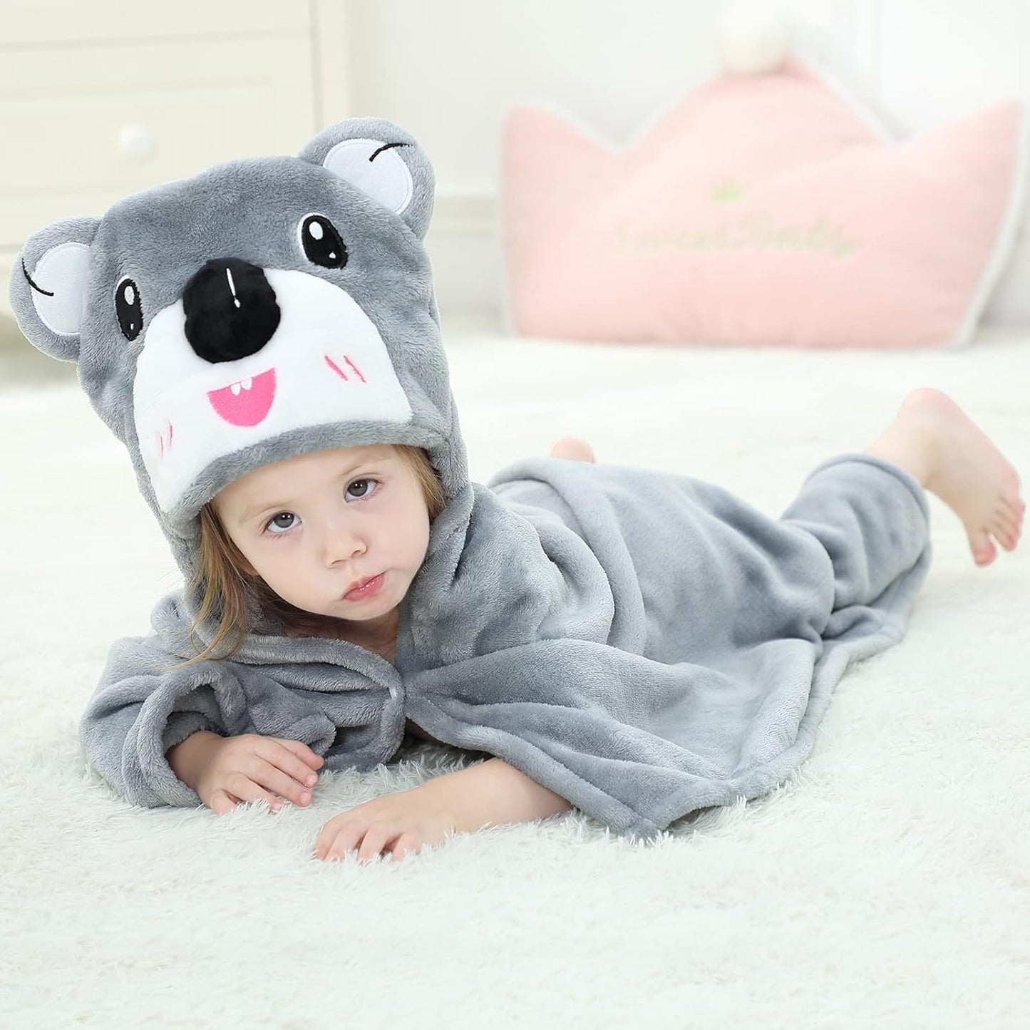 Wearable Blanket Hoodie for Kids Toddlers Hooded Towels Soft Cozy Flannel Wearable Throw Blanket Hoodie for Boys Girls Birthday Gifts (Koala 50 * 40)