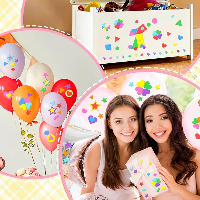 850Pcs Foam Stickers Foam Shape Stickers Heart Star Square Geometric Sticker