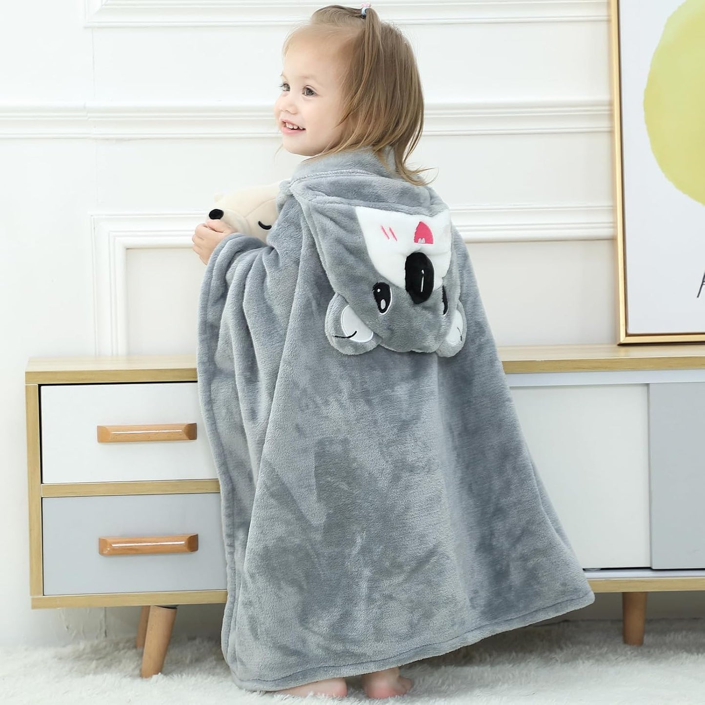 Wearable Blanket Hoodie for Kids Toddlers Hooded Towels Soft Cozy Flannel Wearable Throw Blanket Hoodie for Boys Girls Birthday Gifts (Koala 50 * 40)