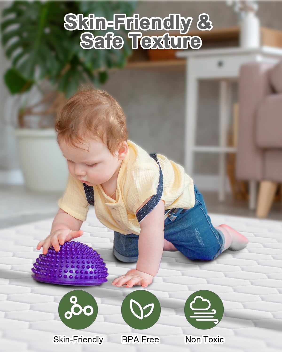 Premium Foam Baby Play Mat 71" x 59" with Removable Cover, Extra Extra Thick Padding Playpen Mat, Non-Slip Floor Mat, Stylish & Easy to Clean for Crawling Baby, Infants & Toddlers, Grey