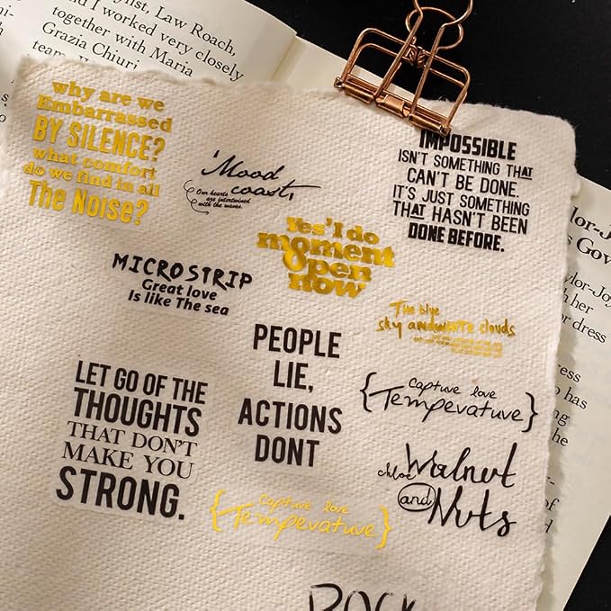 Yoksas 240Pcs Black Golden Foil Sentence Quote Stickers, Transparent Junk