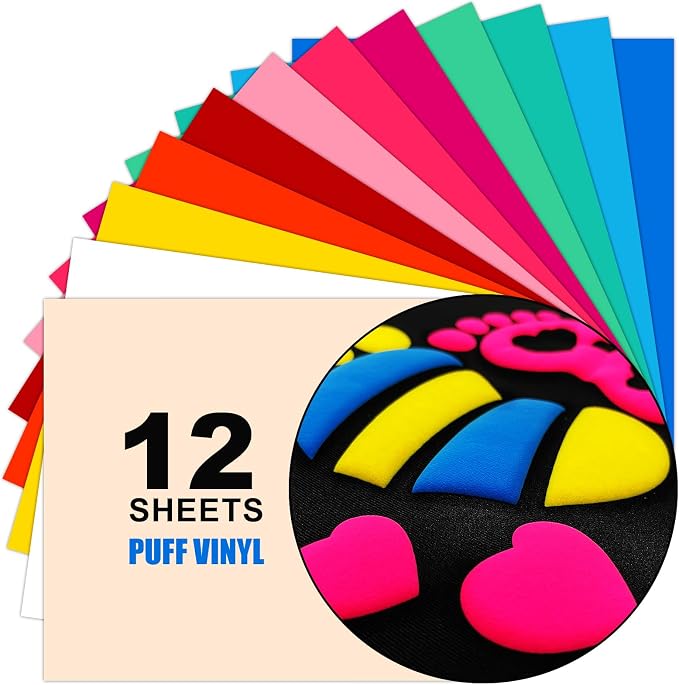 Puff Heat Transfer Vinyl, Wash No Fade, Easy Cut & Weed, Iron/Heat Press