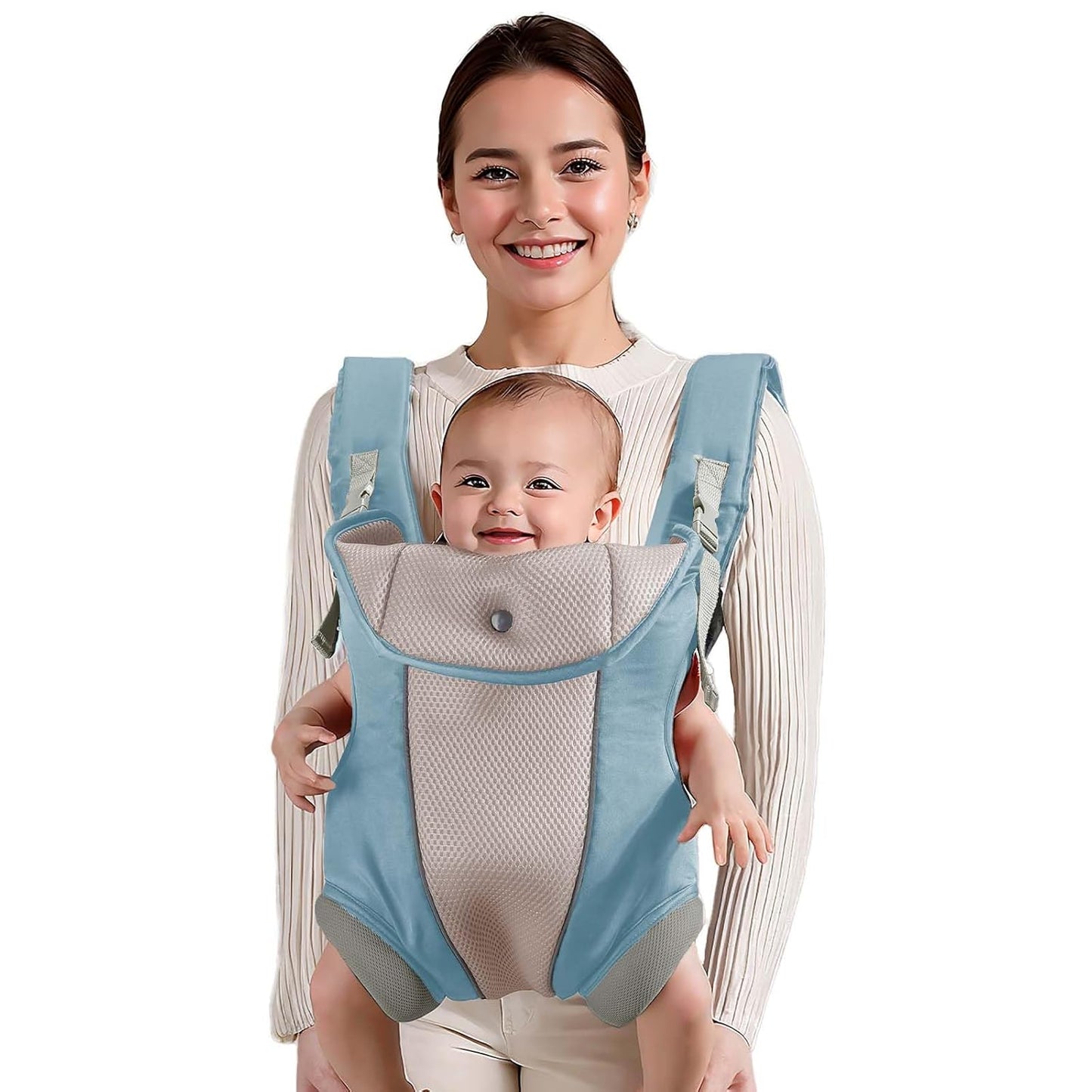 Ergonomic Baby Carrier with Adjustable Strap,4-in-1 Newborn to Toddler Carrier,Breathable Mesh Baby Carrier for Summer,Compact for Travel & Outdoor Adventures,Ideal for Infants 0-3 Years