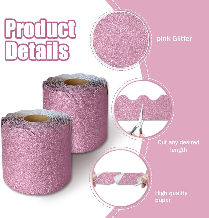 70Ft Shine Bulletin Board Borders，Scalloped Poster Boards Decorations Trim