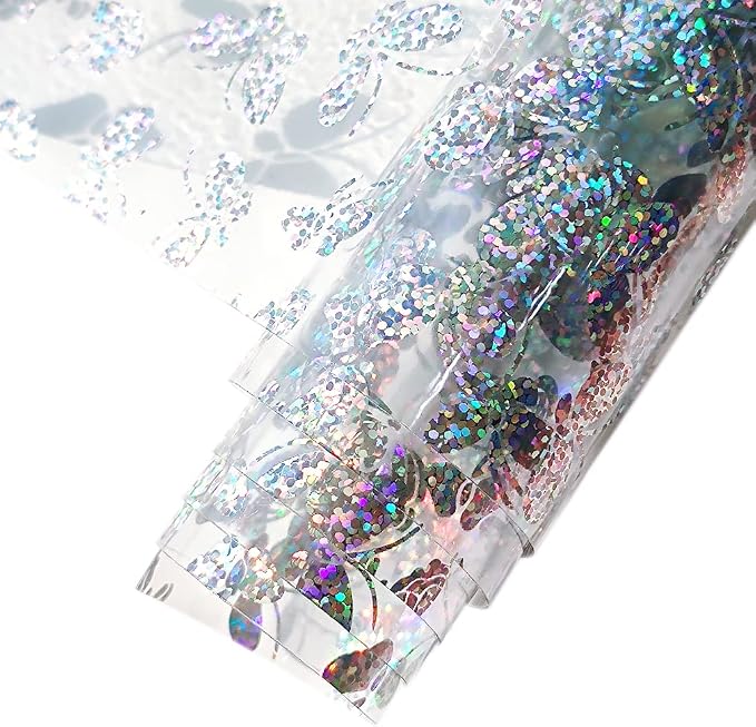 HYANG Transparent Butterfly PVC Super Clear Holographic Vinyl Faux Leather