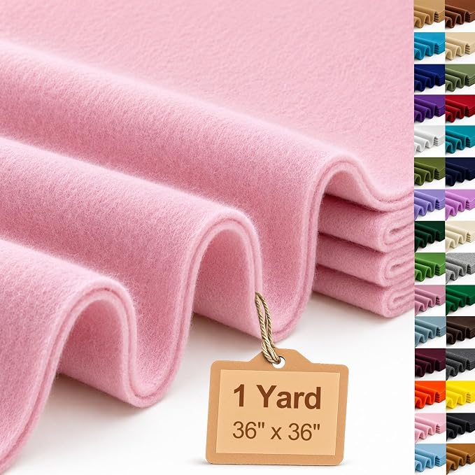 Baby Pink Large Felt Fabric 36" x 36", 1.4 mm Soft Felt Sheet, Nonwoven Fabric