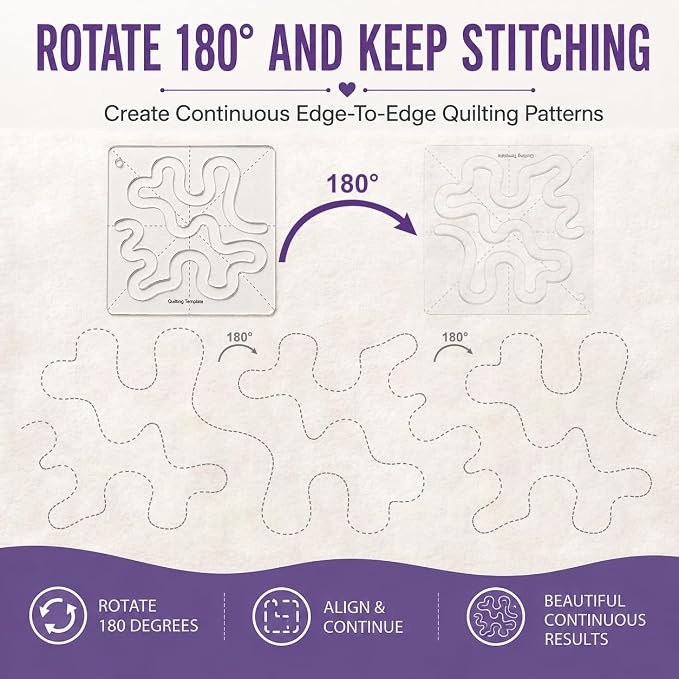 Free-Motion Quilting Ruler Template, Professional Acrylic Meander Stipple Ruler