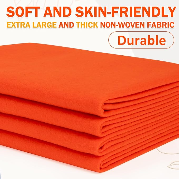 XSEINO Orange Large Felt Fabric 36" X 36 ", 1.4 mm Thick Soft Felt Fabric Sheet