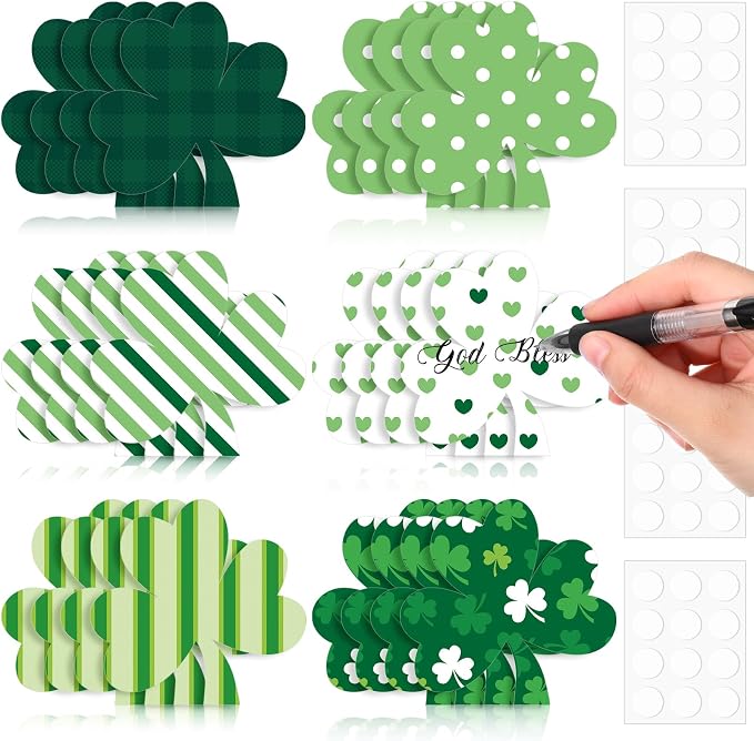 TaoBary 24 Pcs 7.09 Inch Large Shamrocks Cutouts St Patrick's Day Bulletin