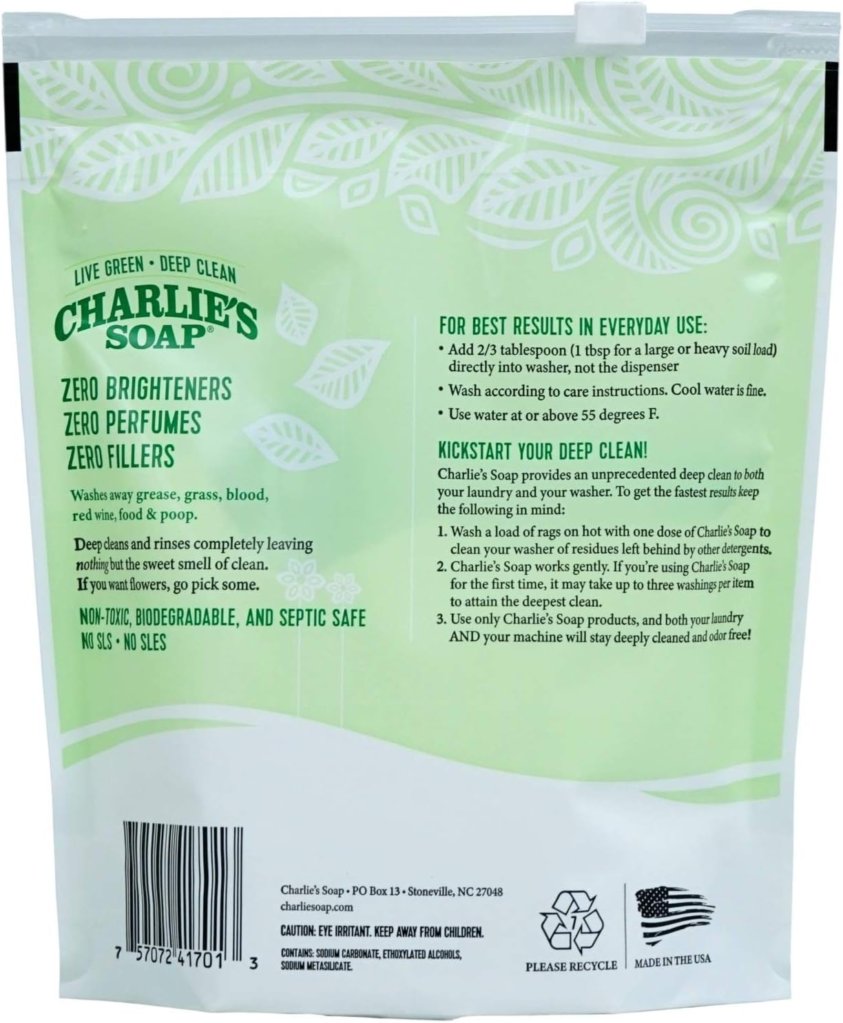 Charlie’s Soap Laundry Powder (100 Loads, 3 Pack) Hypoallergenic Deep Cleaning Washing Powder Detergent – Eco-Friendly, Safe, and Effective
