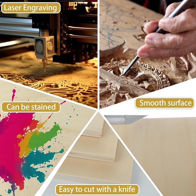 5 Pack Basswood Sheets for Crafts