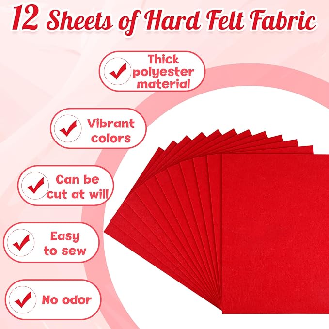 NEBURORA 12 Pcs 2mm Thick Stiff Felt Sheets