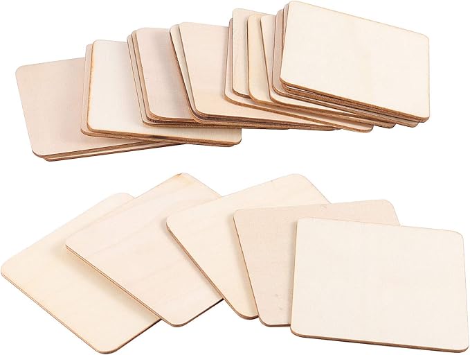 ZOENHOU 150 PCS 4 x 4 Inch Unfinished Wood Squares Bulk, Blank Basswood Sheets