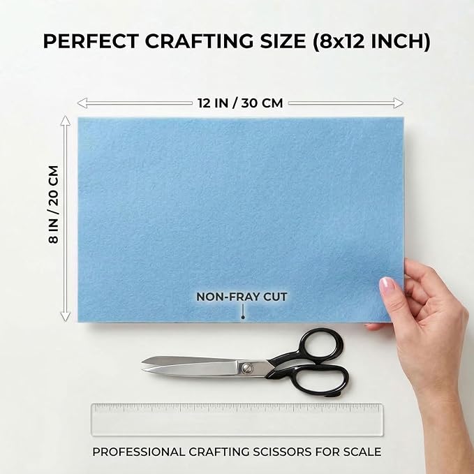 Blue Felt Fabric Sheets Stiff 20 Pcs 8" X 12", 1mm Thick Assorted Color Sewing