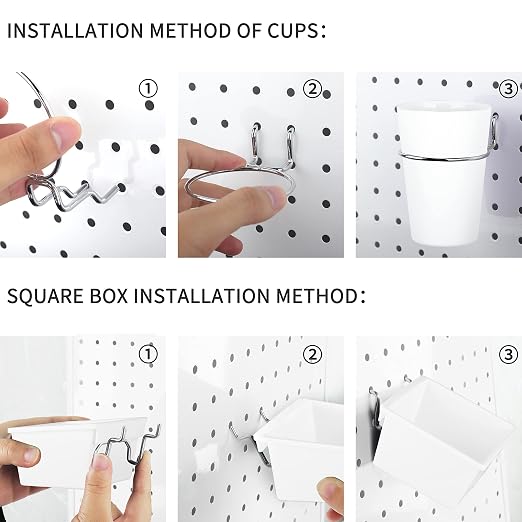 Kuhome 6 Sets Pegboard Bins Cups