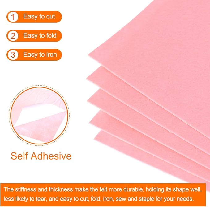 MECCANIXITY Adhesive Felt Sheets, Felt Fabric Crafts Back Adhesive Felt Sheets