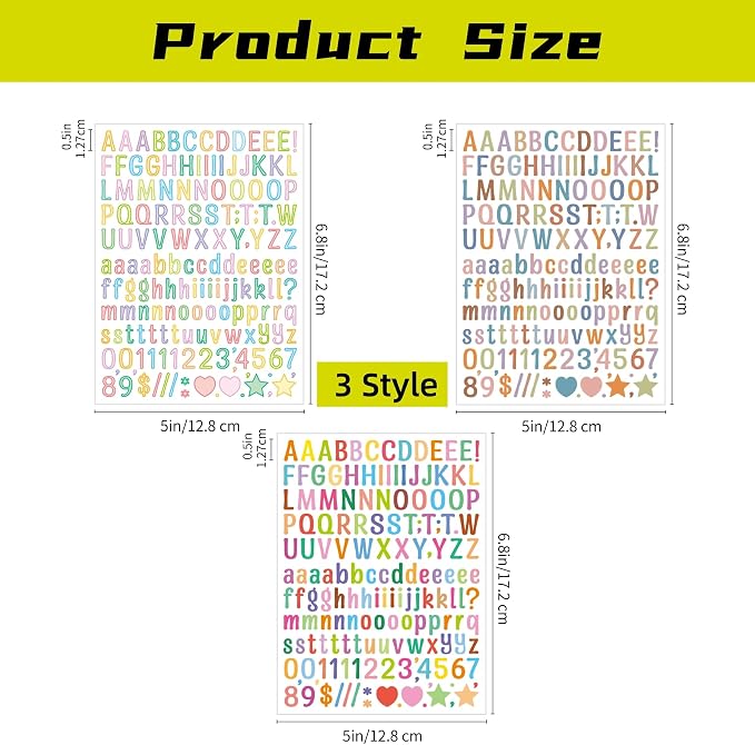 3040Pcs 20 Sheets Small Letter Number Stickers, 1/2inch Colorful Self-Adhesive