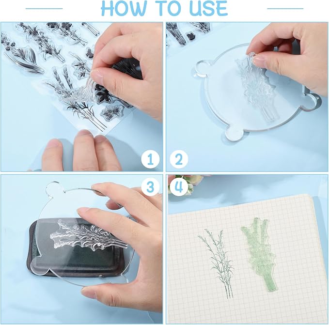 GLOBLELAND Flowers Grass Reeds Clear Stamps