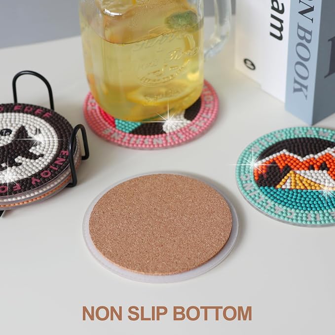 Temlum 6 Pcs Diamond Painting Coasters