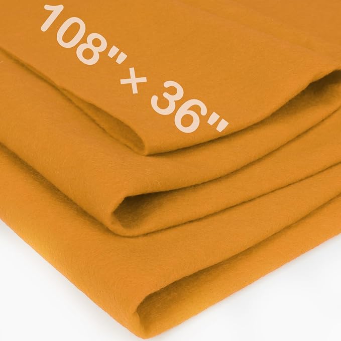 XSEINO Antique Gold Large Felt Fabric 108" X 36 ", 1.4 mm Thick Soft Felt