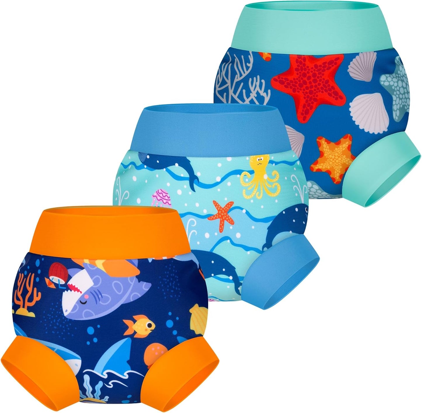BIG ELEPHANT Baby Swim Diapers 3/6 Pack – Reusable Waterproof Diapers, Soft Breathable Swimwear for Boys and Girls