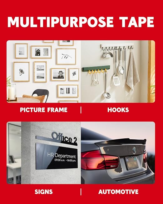 HitLights Double Sided Tape Heavy Duty, 1 in x 24.6 ft, Adhesive Mounting Tape
