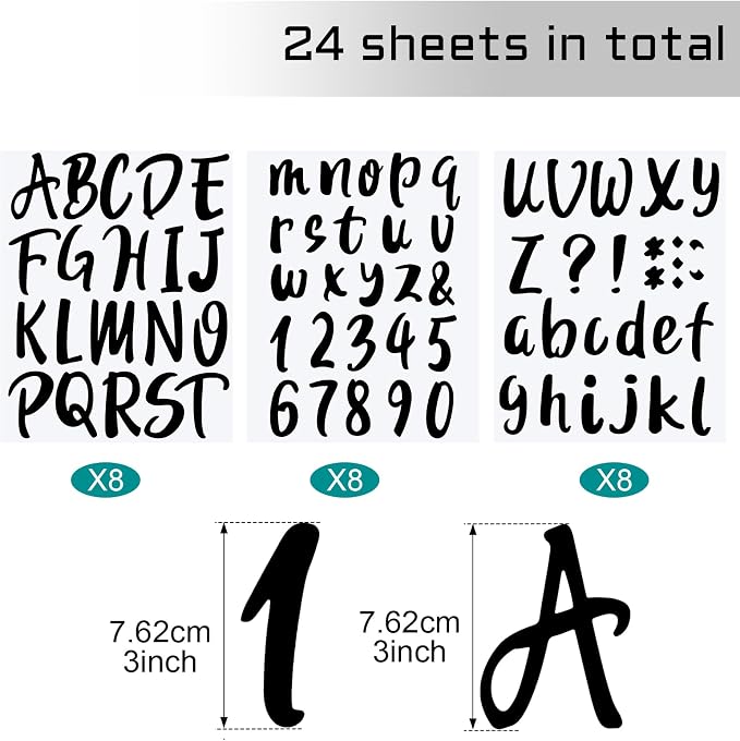 Outus 576 Pcs 8 Sheets Letters Stickers Vinyl Alphabet Number Decals Back to