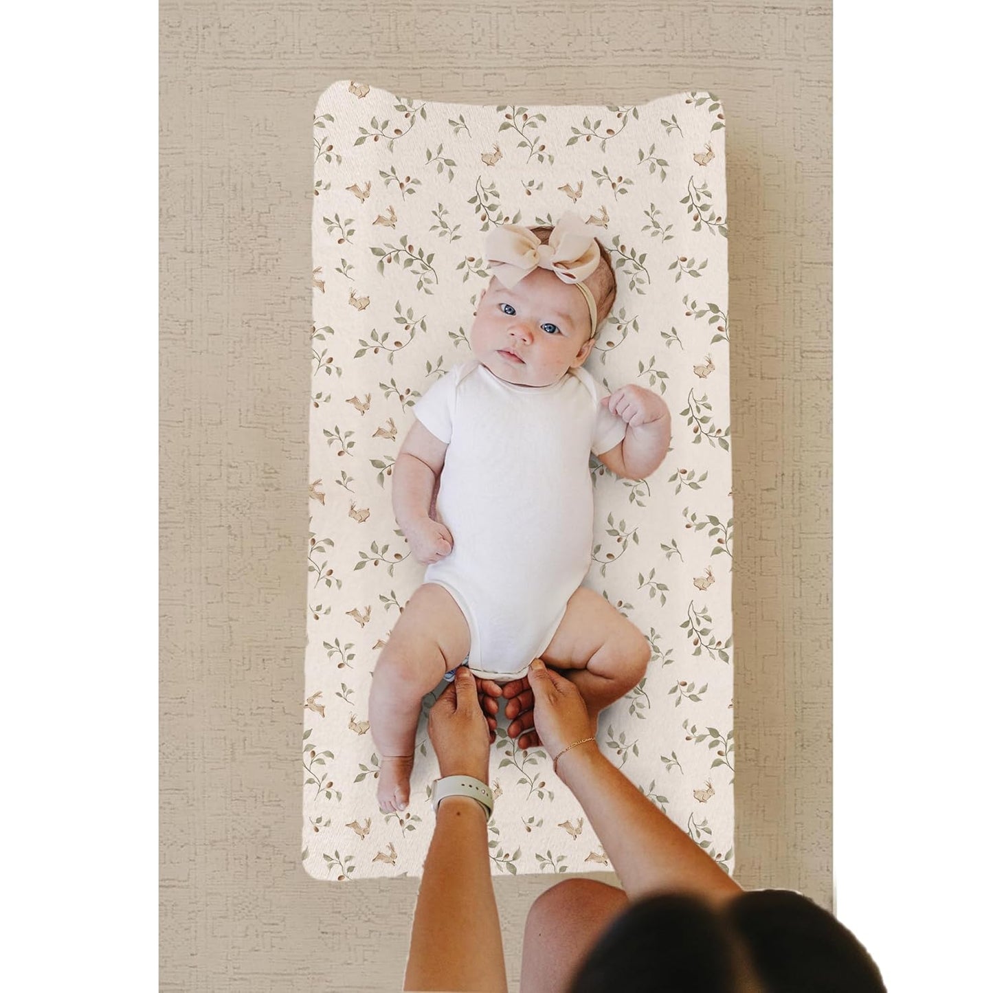 Konssy 2 Pack Minky Changing Pad Cover, Soft Minky Dots Plush Diaper Changing Table Cover Set, Breathable Changing Pad Sheets for Baby Girls Boys (Sprout,Fog Green)