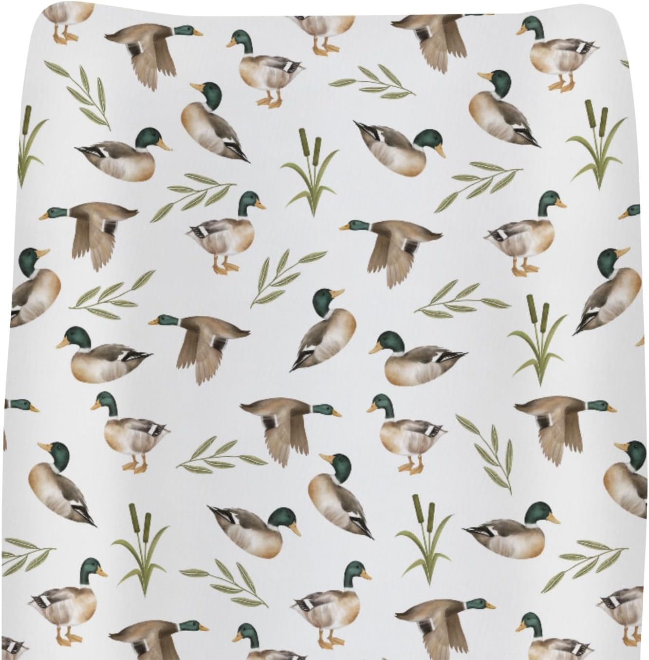 Mallard Duck Hunting Changing Pad Covers for Baby Girl Boy Wild Ducks Leaves Fitted Change Table Cover Mats Hunting Animals Soft Diaper Changing Table Sheets 32''×16''