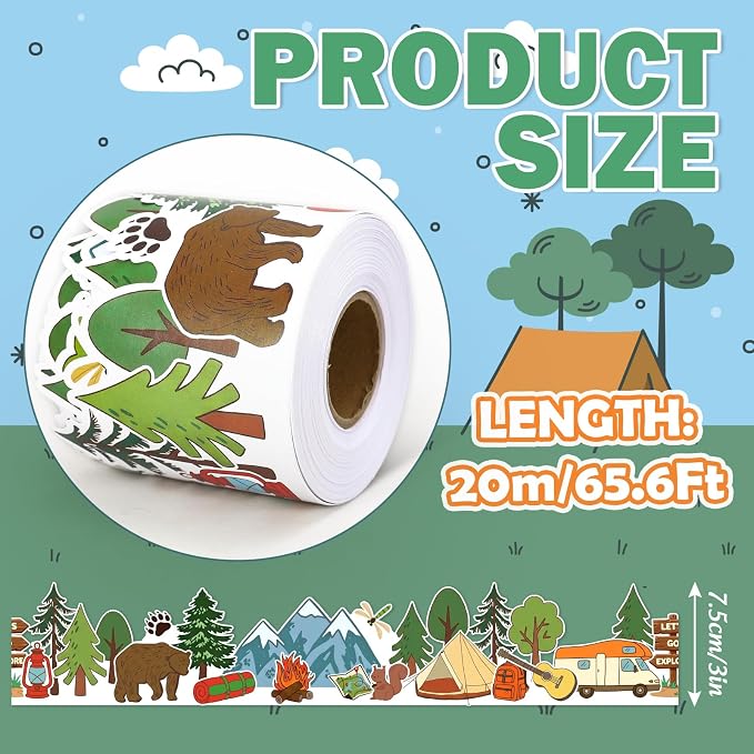 FYSUIMU 65.6 Ft Camping Hiking Bulletin Board Border Back to School Tent Fire