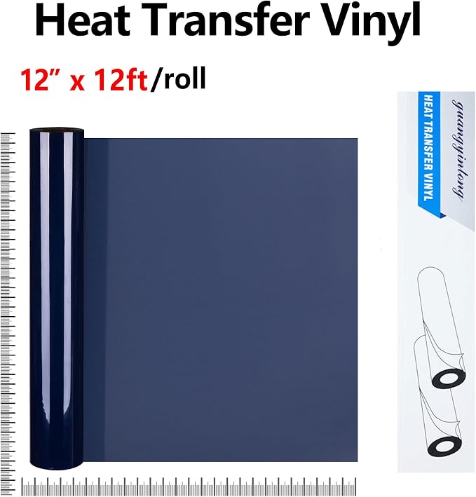 guangyintong Navy Blue Heat Transfer Vinyl HTV Rolls, Glossy Surface HTV Vinyl