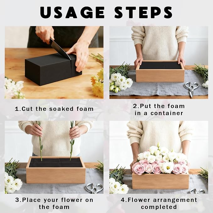 Prashent 6 Pcs Black Floral Foam Blocks