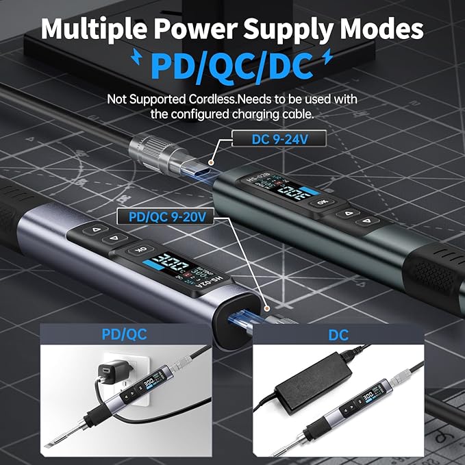 FNIRSI HS-02A 100W Portable Corded Soldering Iron Kit, 3S Fast Heating, 212-842℉, Pre-set 3 Groups Temperature, 6 F245 Soldering Tips, Smart Digital Soldering Iron Pen Tool for Electronics Repair