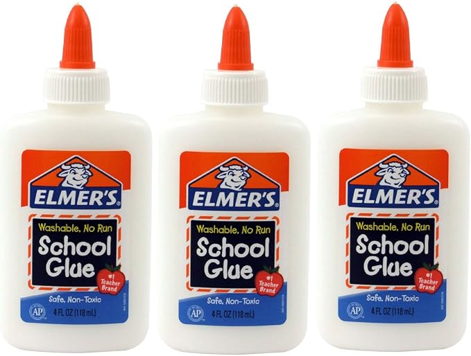 Elmer's Washable No-Run School Glue, 4 oz, 3 Pack