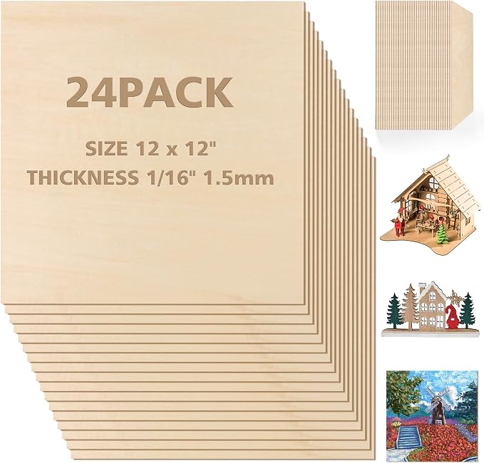 Adrattnay Basswood Sheets 1/16 x 12 x 12 inch