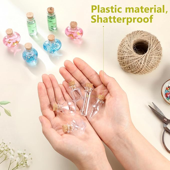 Geiserailie 50 Pieces Small Tiny Plastic Spell Jars Bottle