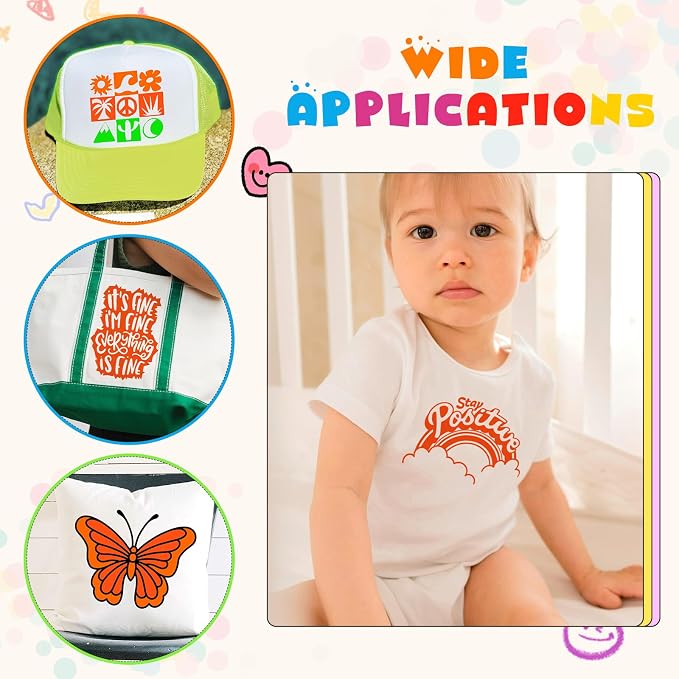 Tintnut Bright Orange Neon Heat Transfer Vinyl, easy cut & weed, stretch