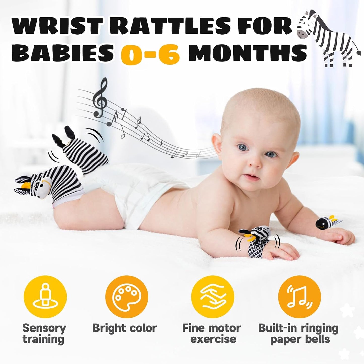 Baby Toys 0-6 Months,High Contrast Baby Toys for Newborn,Black and White Toys,Infant Rattle Socks and Wrist Toy,Newborn Toys 0 3 Months Brain Development,0-6 Months Babies Boy Girl Gift