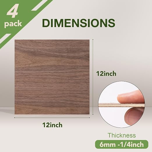 4 Pack Walnut Plywood Sheets, 6mm Plywood